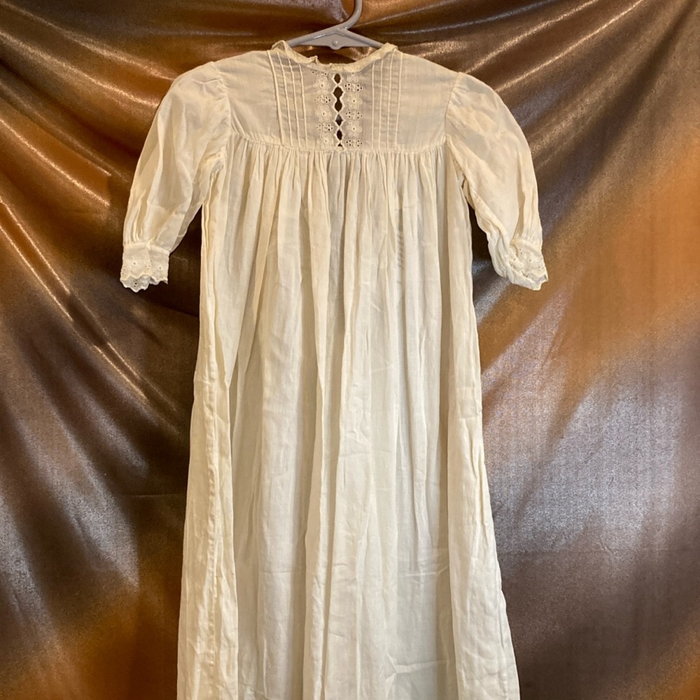 Vintage 2t- 3t‎ Ivory Lace Nightgown linen long 1930’s box P